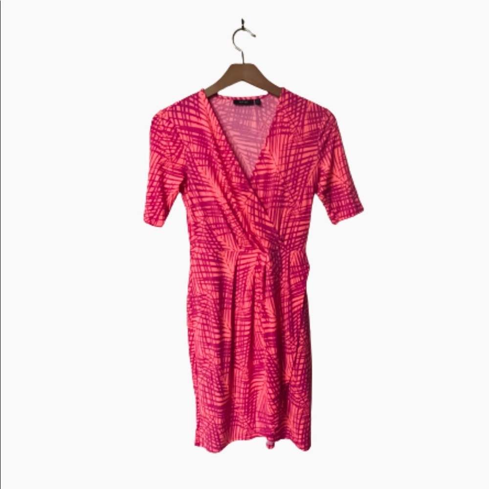 Apt 9 Faux Wrap Pink & Peach Sheath Dress NWOT